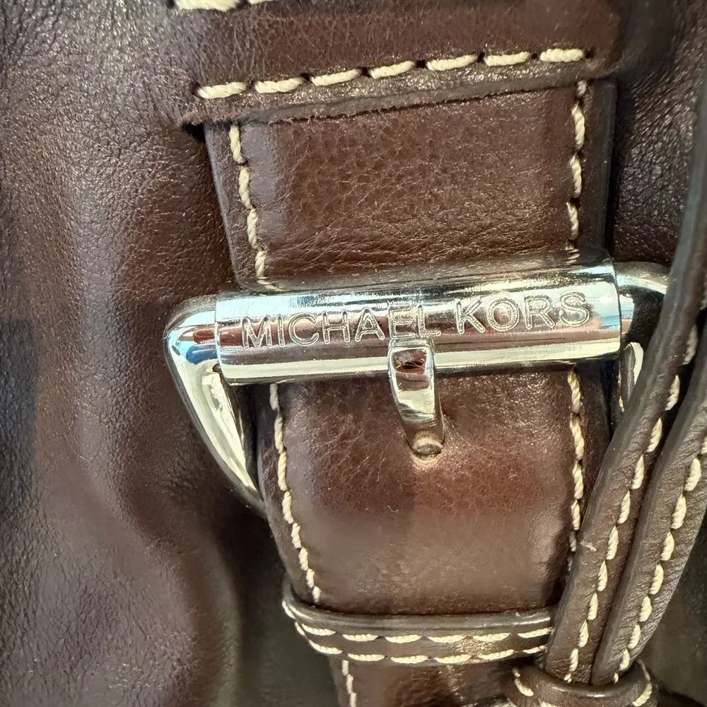 Michael Kors Brown Leather shoulder or Crossbody Bag with Silver Hardware